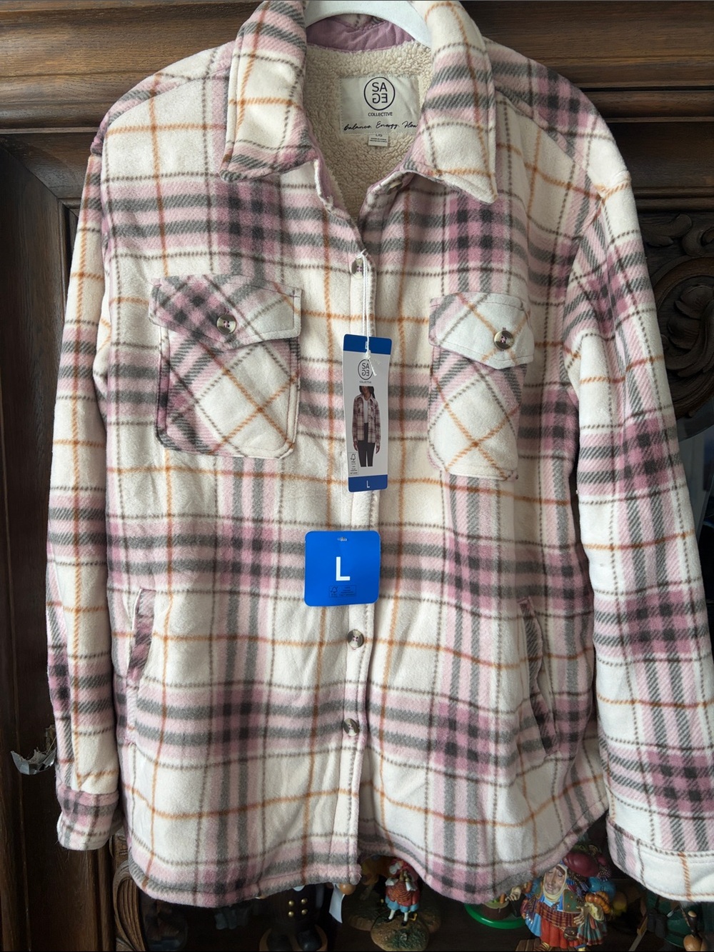 SA 93 Women's Pink Plaid Fleece Shacket